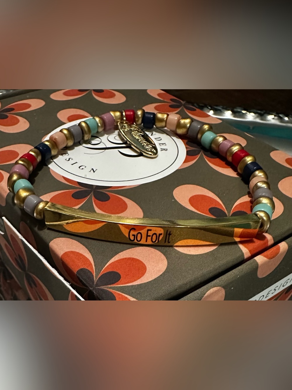 PLUNDER BRACELET with a SOLID GOLD BAR engraved with “GO FOR IT” - BRAND NEW!